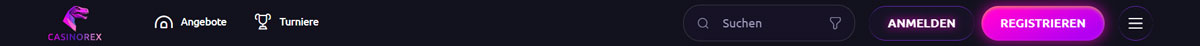 Kopfzeile der offiziellen Website von CasinoRex