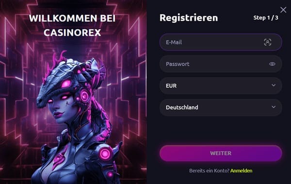 CasinoRex Registrierung