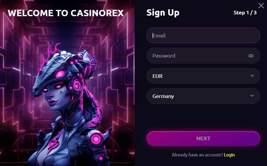 Registrieren Sie sich bei CasinoRex